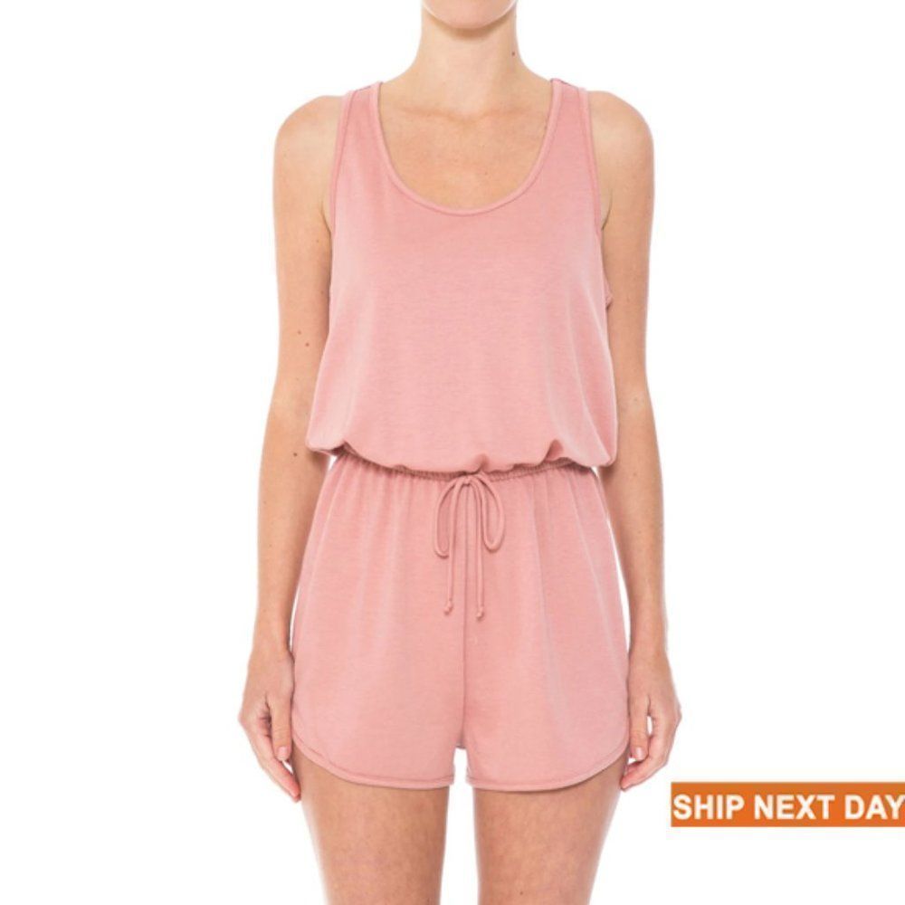 Dolphin Hem French Terry Sleeveless Racerback Romper - Romper - Racerback